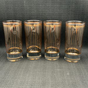 Devon Black Highball Glasses Set da 4, Set di bicchieri da cocktail, Bicchieri neri, Bicchieri, Regalo di inaugurazione della casa, Bicchieri Hollywood Regency