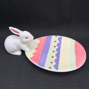 Vintage Bunny Plate, Ceramic Easter Serving Dish, Bunny Dish, Easter Table Decor, Brunch Plate, Spring Tableware