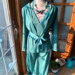 Vintage 1960s Nu Phase Green Jumpsuit & Jacket Set, Retro Mod Fashion, Matching Outfit, Green Two-Piece Set