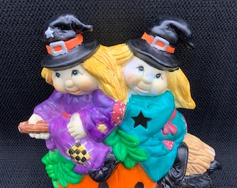 Vintage Witch Figurine Tealight Candle Holder, Halloween Decor