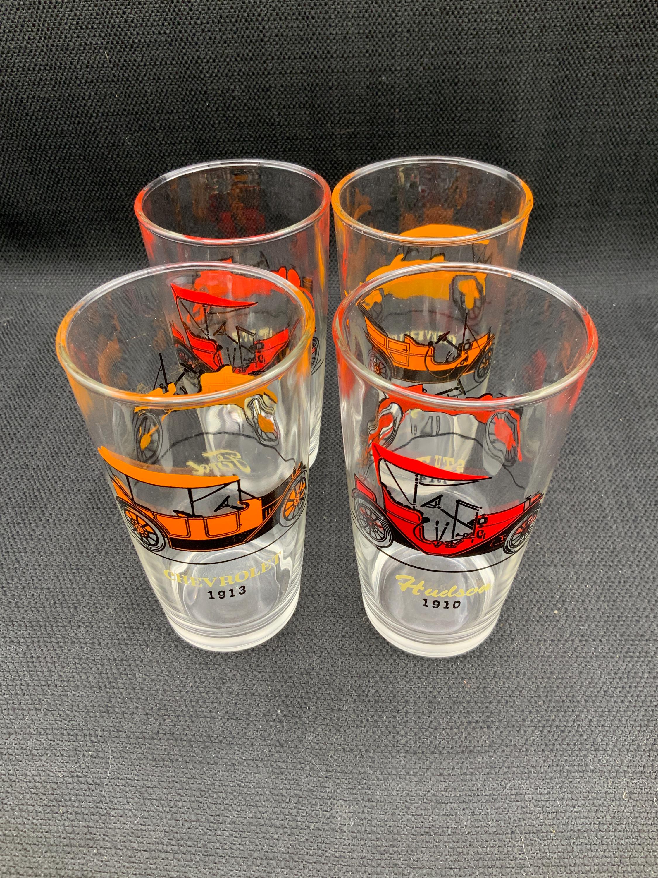 Vintage Hazel Atlas, Car Glasses, Set of 4 Retro, Automobile