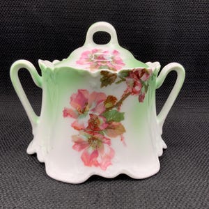 RS Prussia Floral Dogwood Sugar Bowl, Vintage Collectible, Antique Porcelain, Floral Pattern, Valentines Gift