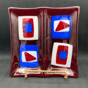 Fused Glass Plate Squares, Modern Glass Plate, Square Dish, Table Decor, Unique Serving Plate