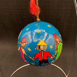 Hand-Painted Globe Christmas Ornament: Vintage Holiday Tree Decor