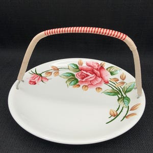 Vintage Lefton Japan Cake Holder Plate, Porcelain Cake Stand, Dessert Plate, Collector&#39;s Item, Kitchen Decor