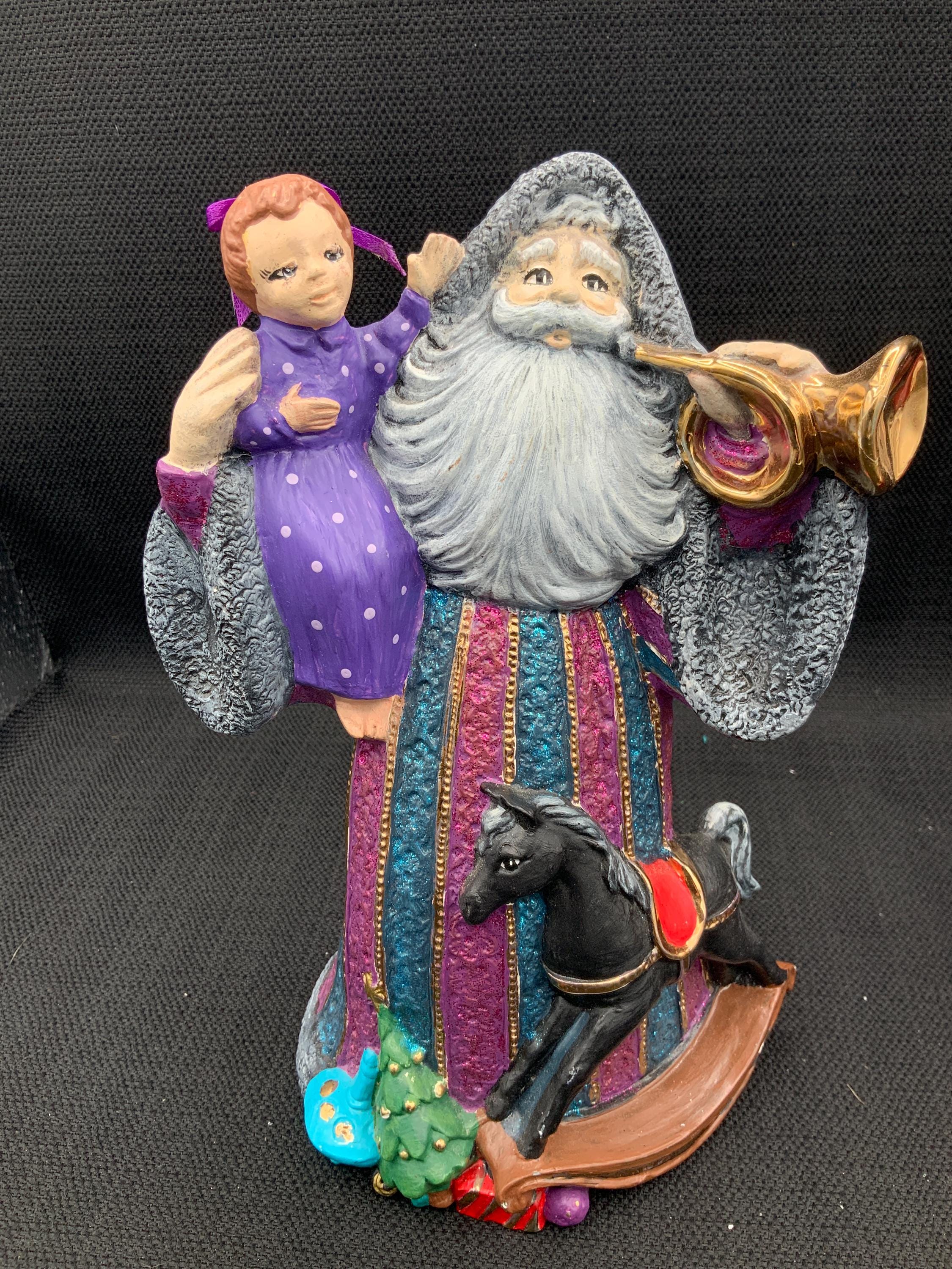 昔ながらのサンタの陶器の置物、ヴィンテージサンタの装飾、ホリデー