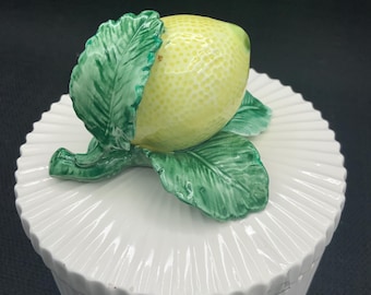 Fitz & Floyd Vintage Lemon Trinket Box, Ceramic Keepsake Holder