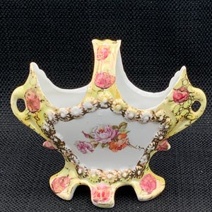 Porcelain Floral Basket, Decorative Flower Holder, Vintage Style Centerpiece, Home Decor Gift