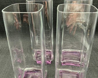 Luigi Bormioli Crystal Highball Glasses: Vintage Purple Barware, Set of 4