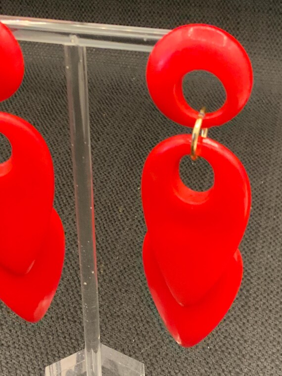 Vintage Ruby Red Drop Earrings, Statement Earring… - image 7
