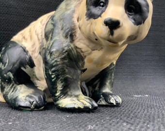 ヴィンテージ UCTCI パンダの置物、手描き陶器製コレクターズアイテム