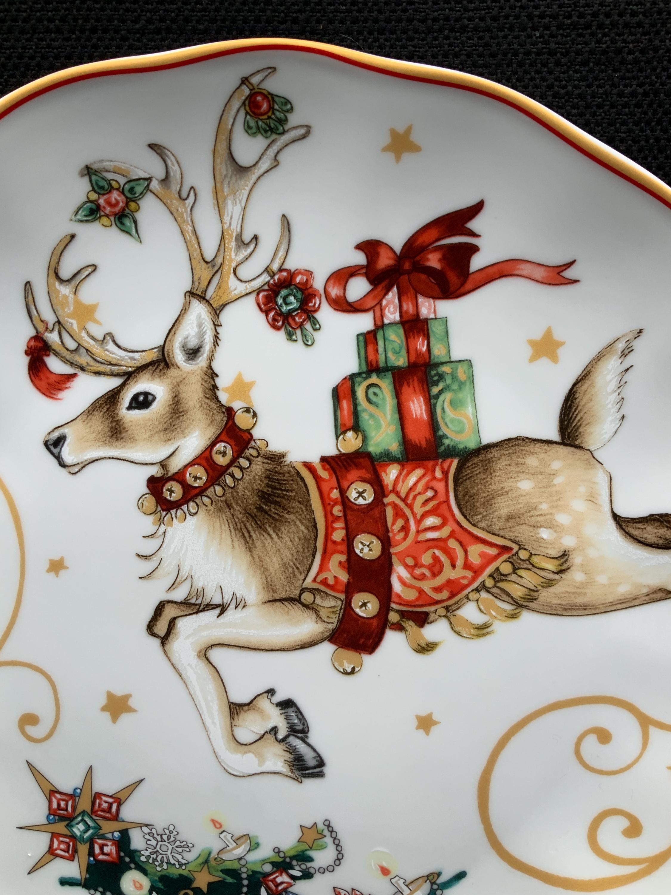 ウィリアムズ・ソノマのトナカイプレート、10.75インチのクリスマス