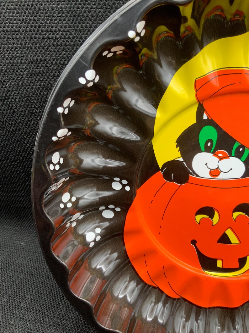 Vintage 1980s Halloween Serving Dish, Black Cat Pumpkin Candy Tray - Etsy