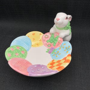 Vintage Bunny Plate, Ceramic Easter Serving Dish, Bunny Dish, Easter Table Decor, Brunch Plate, Spring Tableware,