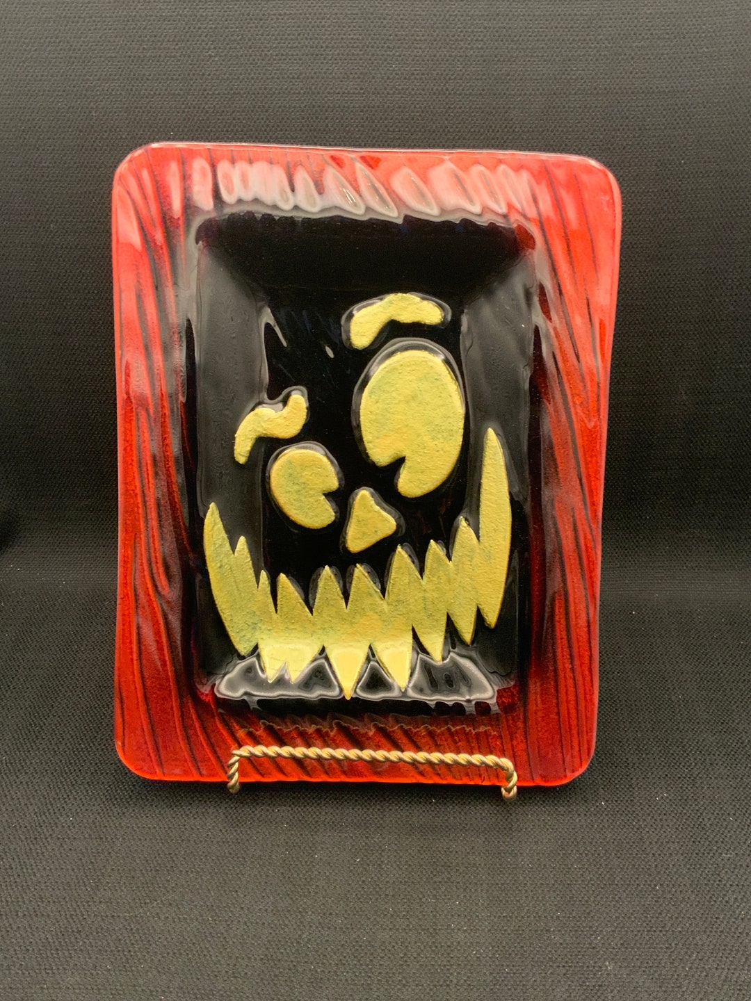 Goofus Glass Jack O Lantern Pumpkin Tray, Vintage Halloween Plate ...