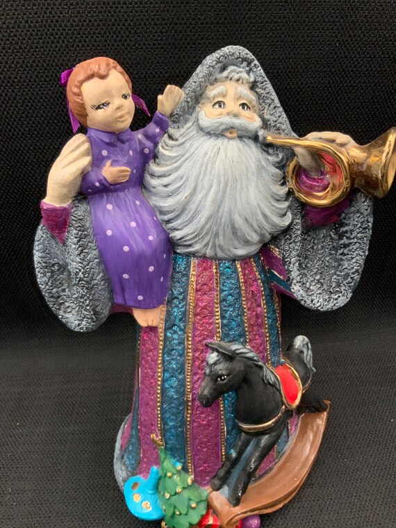 昔ながらのサンタの陶器の置物、ヴィンテージサンタの装飾、ホリデー