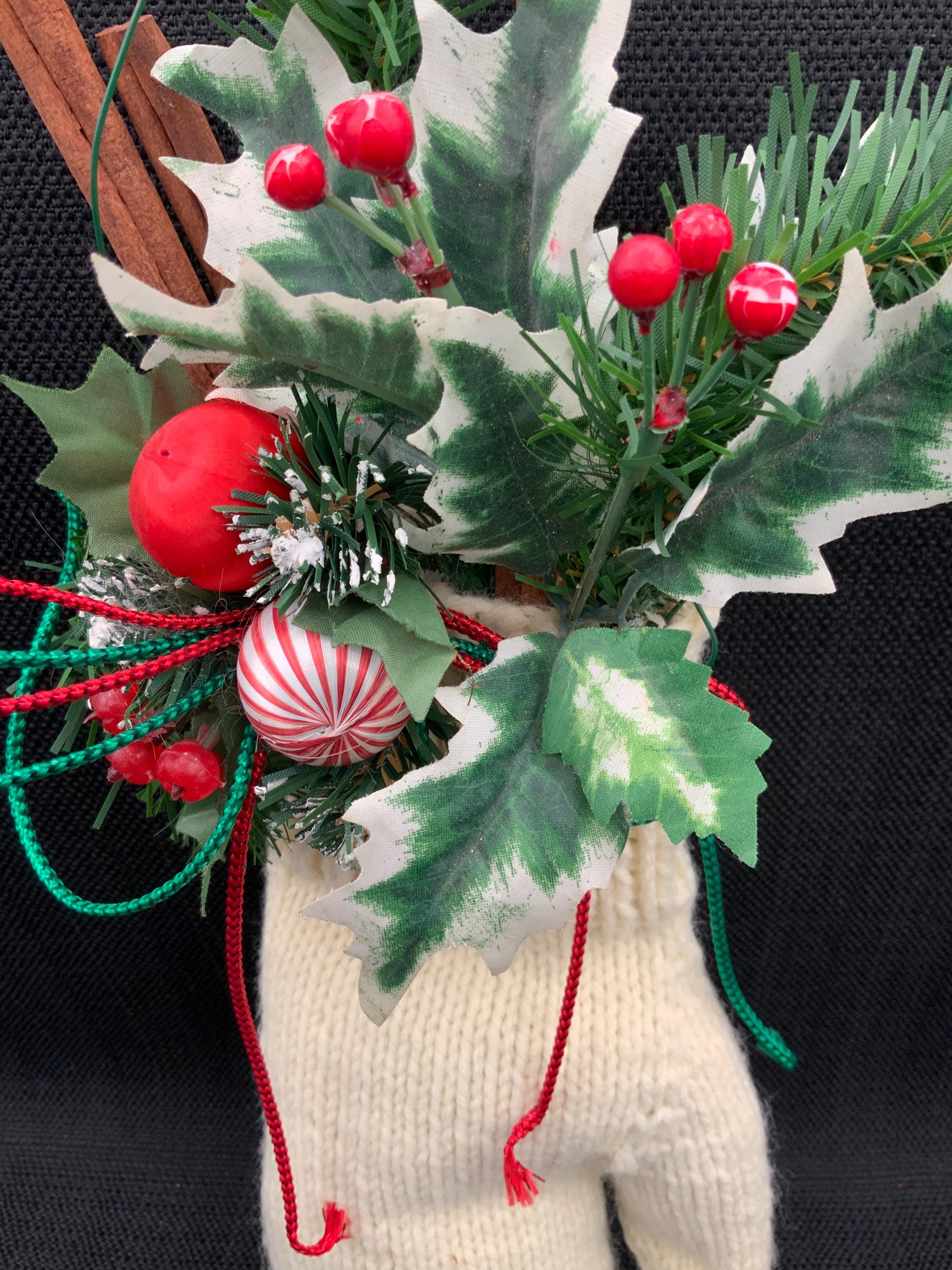 新品⭐クリスマスニットミトン装飾ガーランド 手袋オーナメント 24個付2本赤緑 Knit Mitten Christmas Ornament, Holiday Decoration, Stocking