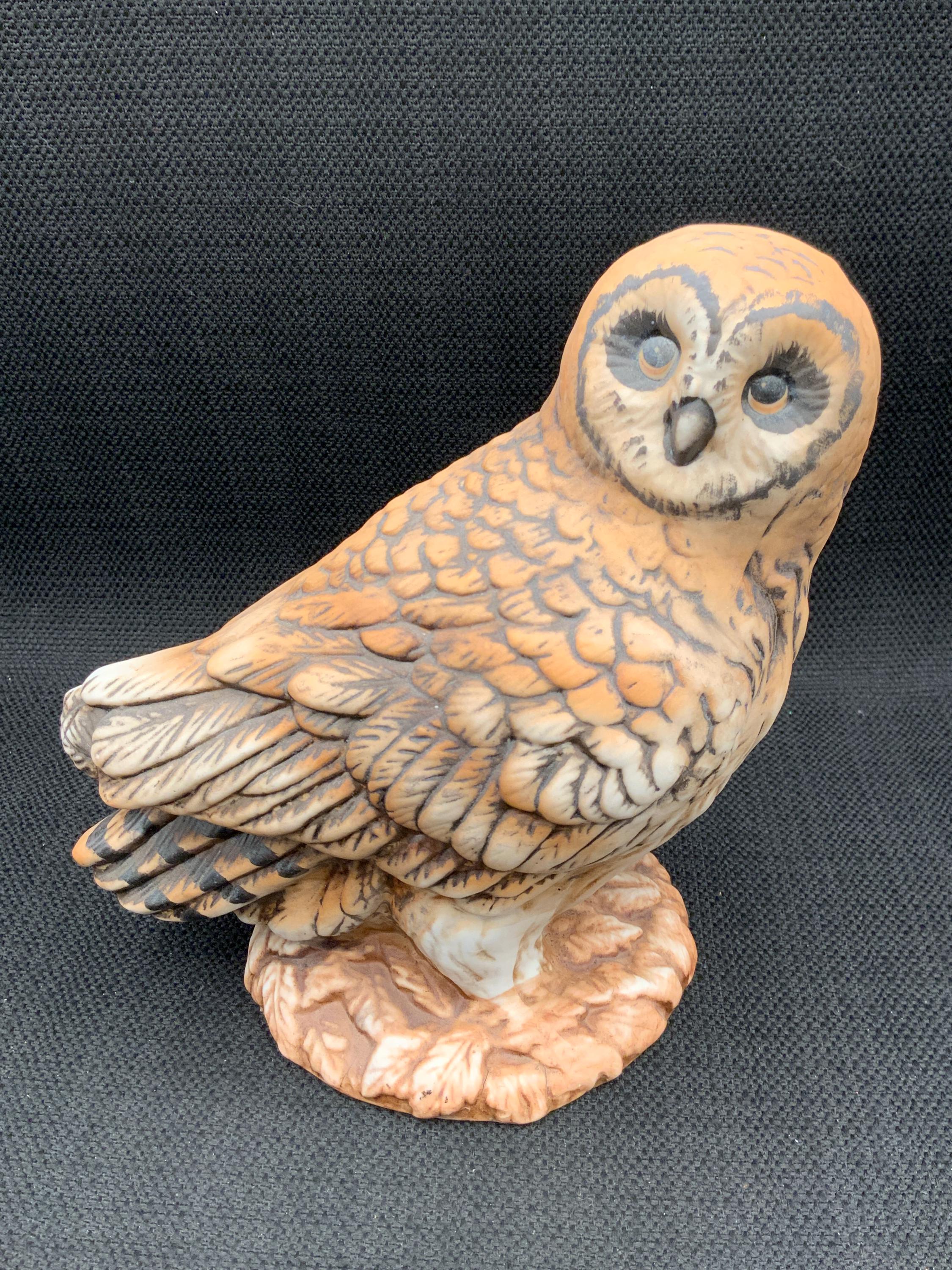 Vintage Hand-painted Porcelain Barn Owl Figurine, Wildlife Decor