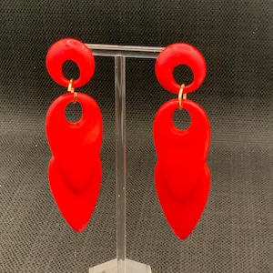 Vintage Ruby Red Drop Earrings, Dangle Earrings, Retro Style Jewelry, Statement Earrings, Gift For Her
