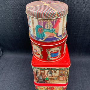 Vintage Christmas Tin Box, Retro Christmas Decor, Holiday Collectible Tin, Vintage Home Decor, Baking Tin Display, Seasonal Display Box