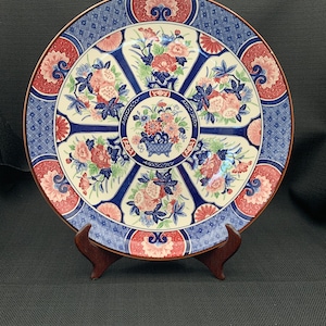 Antique Imari Arita Plate: Japanese Porcelain Floral Art (12.5 inch)