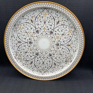 Vintage Fabcraft Venezianisches Zinn Serviertablett, Retro Servierplatte, Antike Küchen Dekor, Einzigartige Zinn Platte