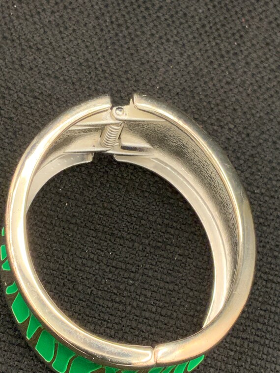 Green Enamel Bold Cuff, Chunky Bracelet, Womans J… - image 5
