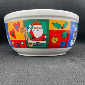 Vintage Christmas Serving Bowl, Snowman Bowl, Santa Festive Bowl, Holiday Bowl, Heavy Bowl, Christmas Decor, Tableware