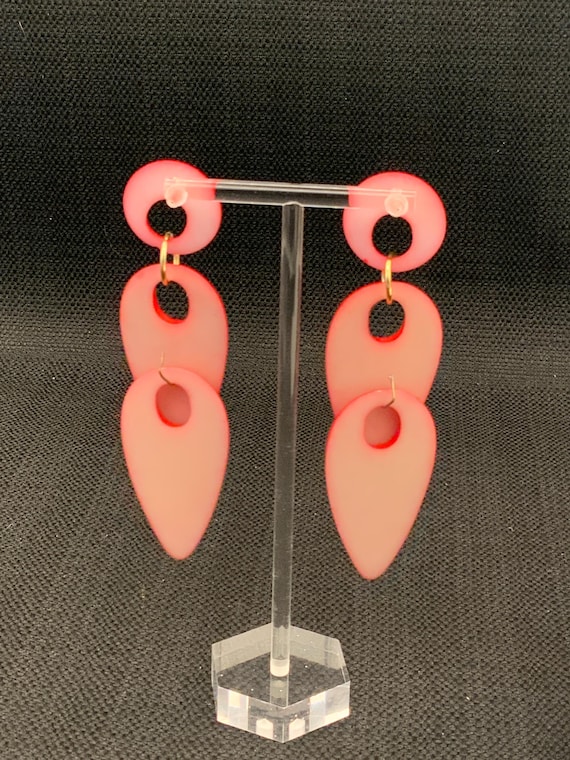 Vintage Ruby Red Drop Earrings, Statement Earring… - image 4