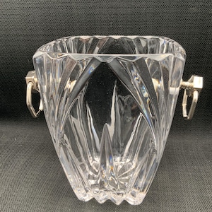 Bleikristallglas Eiskübel mit silbernen Griffen, elegante Barware, Wohnkultur, unterhaltsam, Getränkekühler, Geschenk für besondere Anlässe, Art Deco