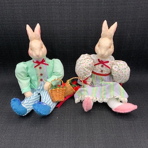 Avon Dolls, Vintage Rabbit Figurines, Cute Rabbit Set, Bunny Decor, Gift for Collectors, Rabbit Decor