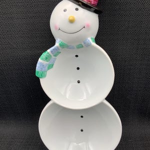 Hallmark Snowman Serving Dish: Ceramic Christmas Candy/Nut Dish