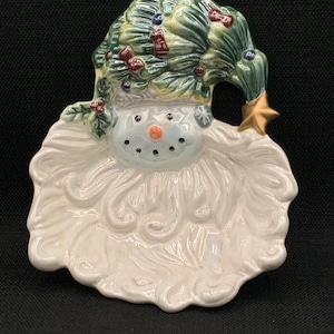 Kaldun & Bogle Snowman Bowl, Holiday Serving Dish, Christmas Table Decor, Winter Kitchen, Festive Dinnerware