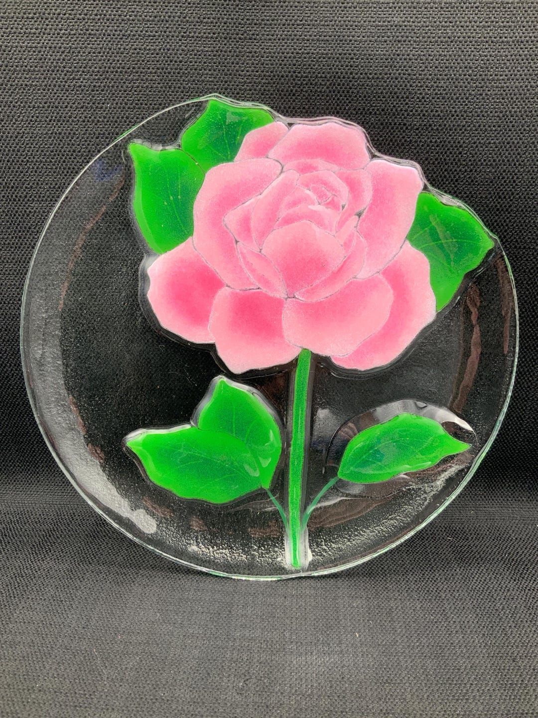 Peggy Karr ペギーカー フュージドガラス プレート アジサイ 皿 Peggy Karr Hibiscus Glass Plate, Floral Design, Shabby Chic Room