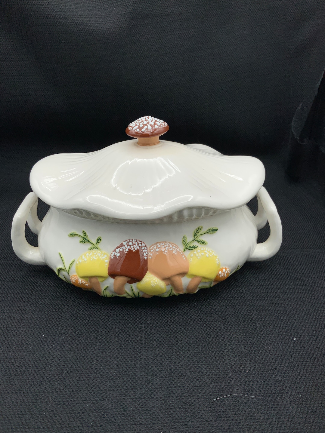 Vintage Mushroom Pottery Casserole Dish With Lid, Retro Kitchen Decor, 1970s Arnels Cookware ...