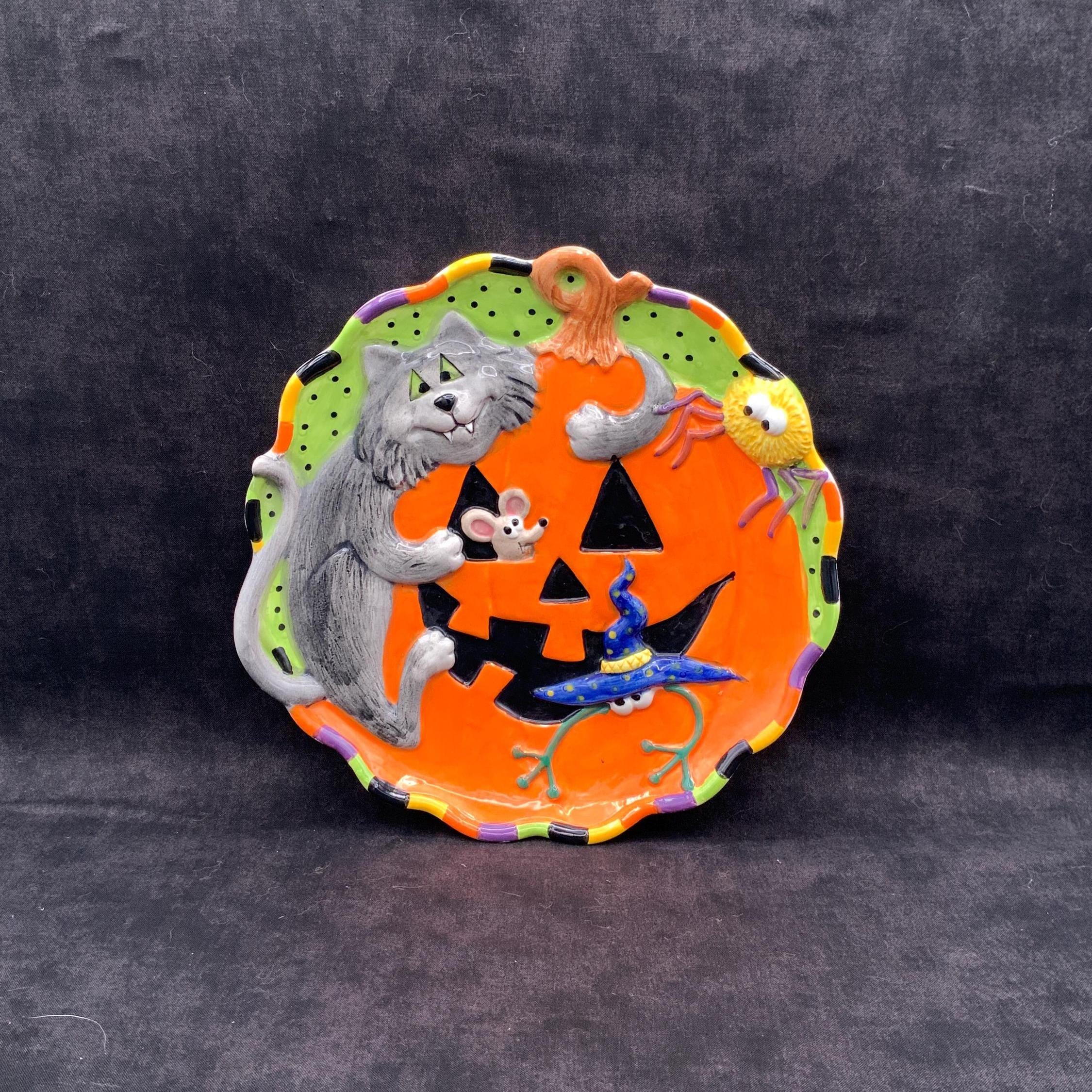 Jcpenney Seasonal Dish, Halloween Cat Pumpkin Plate, Seasonal