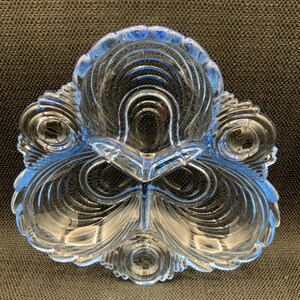 Cambridge Glass Relish Dish, 3-delige vintage serveerschaal, glaswerk uit elegante tijd, schaal voor verzamelaars, serviesstuk,
