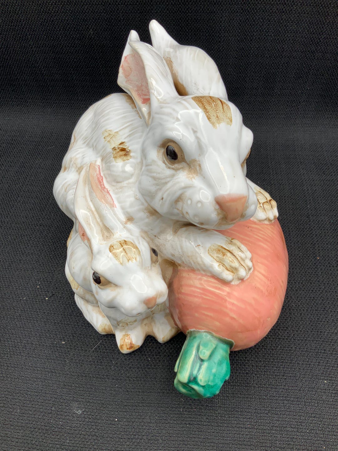 Glazed Rabbit Terracotta Figure, Vintage Italian Pottery, Painted Bunny ...