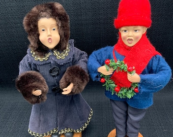 Vintage Christmas Carolers Doll Set, Festive Victorian Holiday Decor, Holiday Figurines, Christmas Collectibles