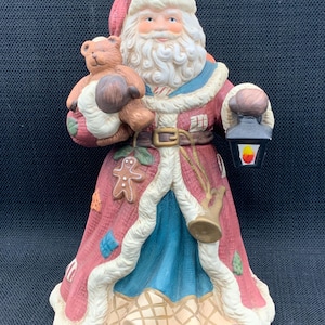 Musical Santa Claus Figure, Ceramic Christmas Decoration, Jolly Ol&#39; St Nick Statue, Holiday Mantel Decor