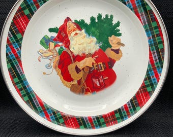 Juego de platos esmaltados vintage de Papá Noel: Vajilla navideña Hallmark