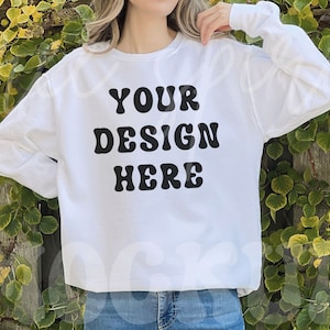 Comfort Colors 1566 White Mockup, White Comfort Colors 1566 Mockup, 1566 White Mockup, 1566 White Sweatshirt Mockup, Outdoor Lifestyle Mock