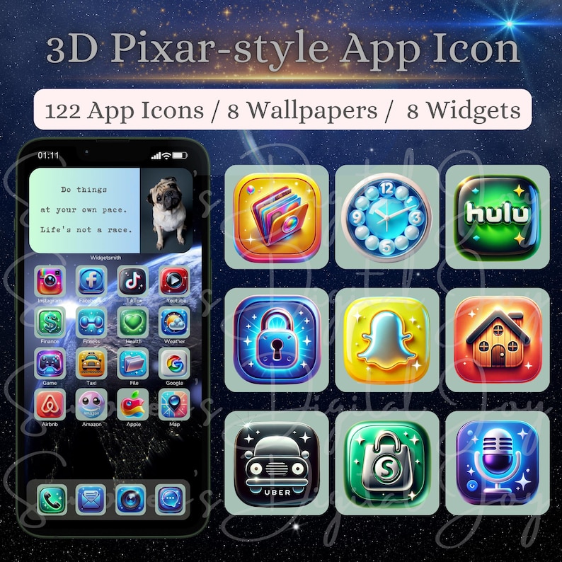 3D Pixar-style App Icons: Neon Shine, Widgets, Wallpapers (ios ...