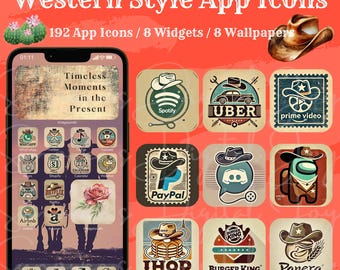 Western App Icons: Cowboy Hat Theme, Widgets & Wallpapers (Digital Download)