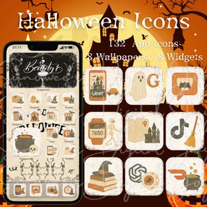 Halloween App Icons Bundle, Spooky Aesthetic iOS Icons for iPhone & Android, Soft Spooky Halloween Widget and Wallpapers, Autumn Icons Set