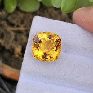 Natural Golden Orange Citrine Cushion Cut Gemstone: 8.70 Carat, Loupe Clean, Citrine For Jewellery