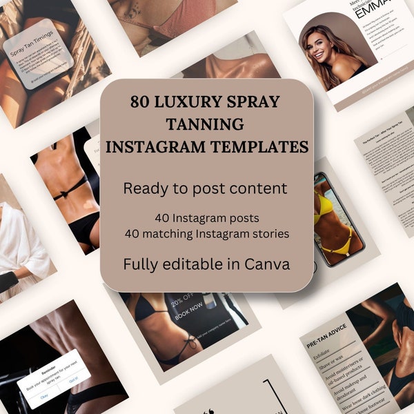 Spray Tanning Instagram Templates | Spray Tan Posts Instagram Posts | Spray Tan Social Media Templates | Spray Tan Artist Templates, Canva