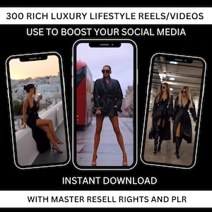 MRR & PLR 300+ Rich Luxury Women Faceless Stock Video Reels for Social Media, Instagram, TikTok, Aesthetic Marketing Bundle,DFY Social Media