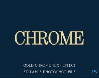 Editable Gold Chrome Text Effect, Luxury Photoshop Style (PSD)