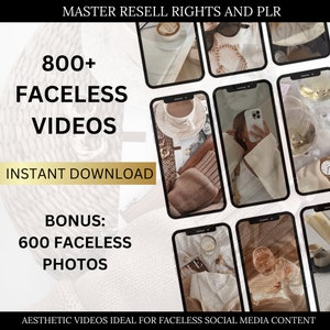 800+ Faceless Video Reels, Aesthetic Social Media Content (MRR & PLR)